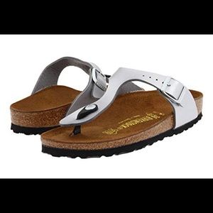 BIRKENSTOCK GIZEH-FLOR METALLIC THONG FLAT SANDALS